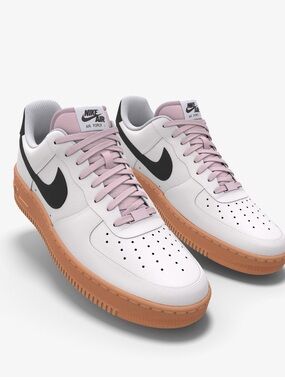 Custom Nike Air Force 1 Low White Black Gum with Pink Laces